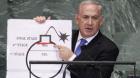 At the U.N. September 27, 2012, Israeli Prime Minister Benjamin Netanyahu used a graphic to show how far he says Iran will be by mid-2013 in a quest to develop nuclear weapons. He drew the red line to mark where he says Iran must be stopped. (Lucas Jackson /Reuters /Landov)