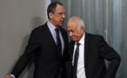Russian Foreign Minister Sergei Lavrov (L) and Secretary-General of the Arab League Nabil Elaraby leave a news conference following a meeting of the Russia-Arab cooperation forum in Moscow February 20, 2013. (Reuters)