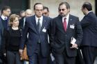 Syrian opposition chief negotiator Hadi Bahra (center, left) and Louay Safi, spokesman for the Syrian National Coalition, left the meeting in Geneva on Sunday. Salvatore Di Nolfi/The Associated Press